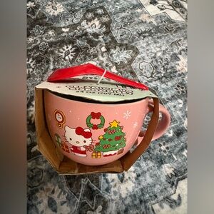 Pink Hello Kitty Ceramic Bowl and Spoon Set